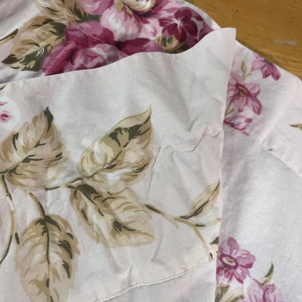 Vtg Laura Ashley Lifestyles Pink Rose Floral Curtain Panels 40x82 Set of 2